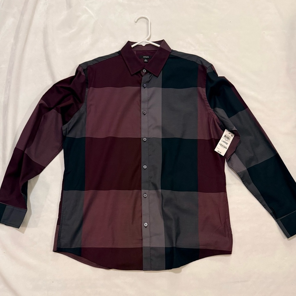 Alfani’s Men's Plaid Long Sleeve Shirt NWT